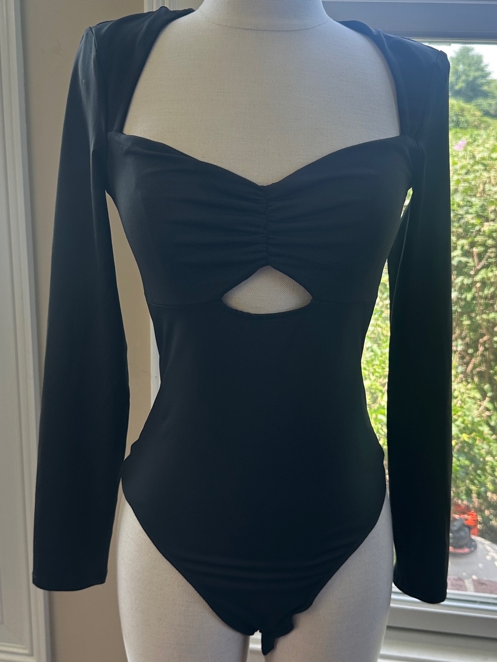 ASTR The Label Black Bodysuit, Keyhole, Size Small